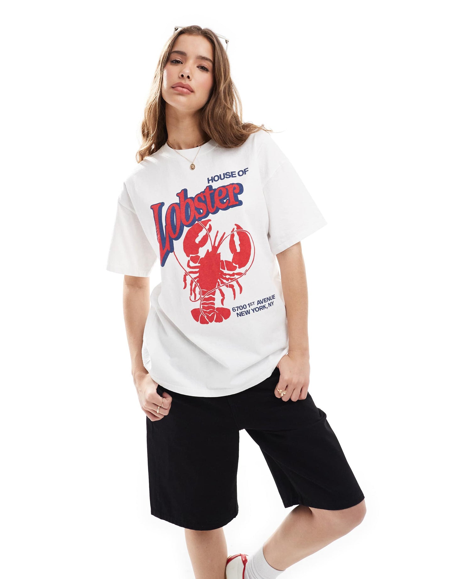 Pull&Bear lobster graphic t-shirt in blue