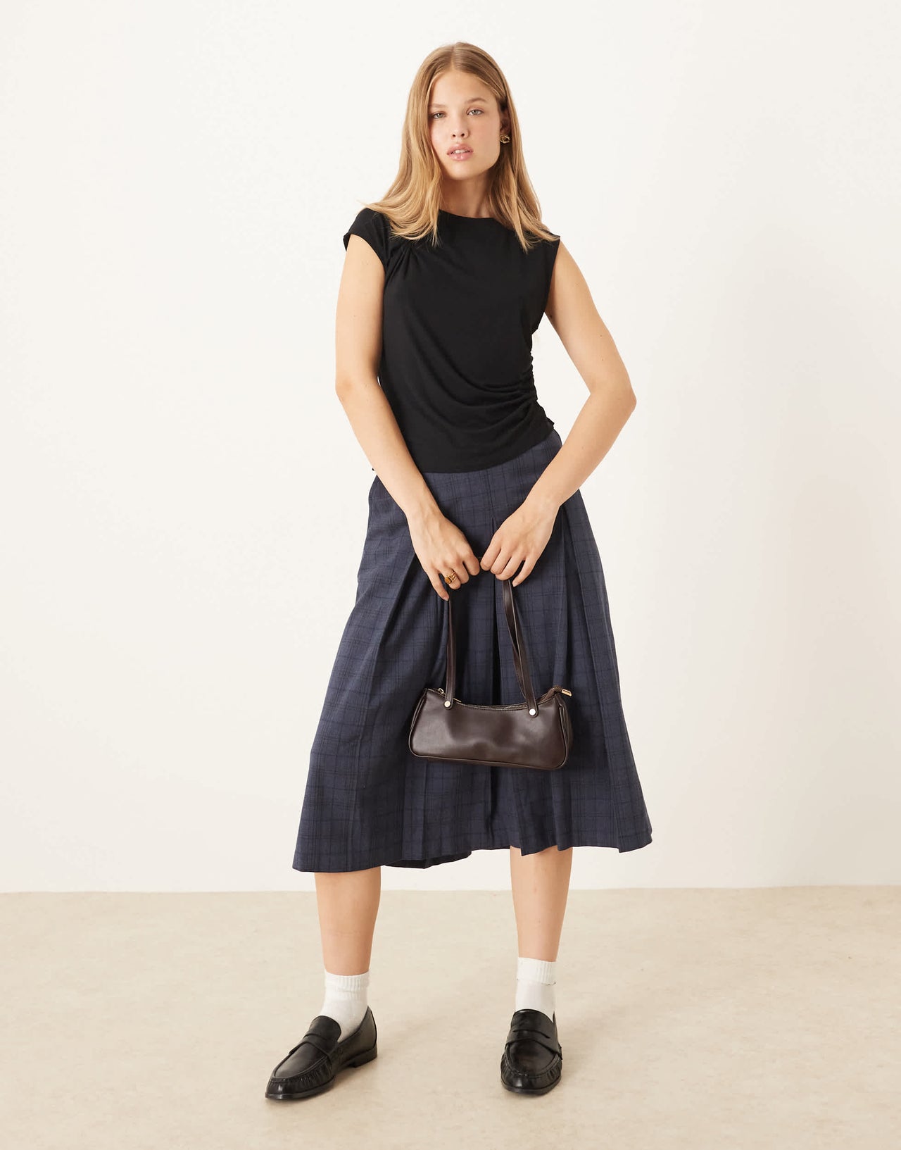 ASOS DESIGN short sleeve twist detail asymmetric top in black