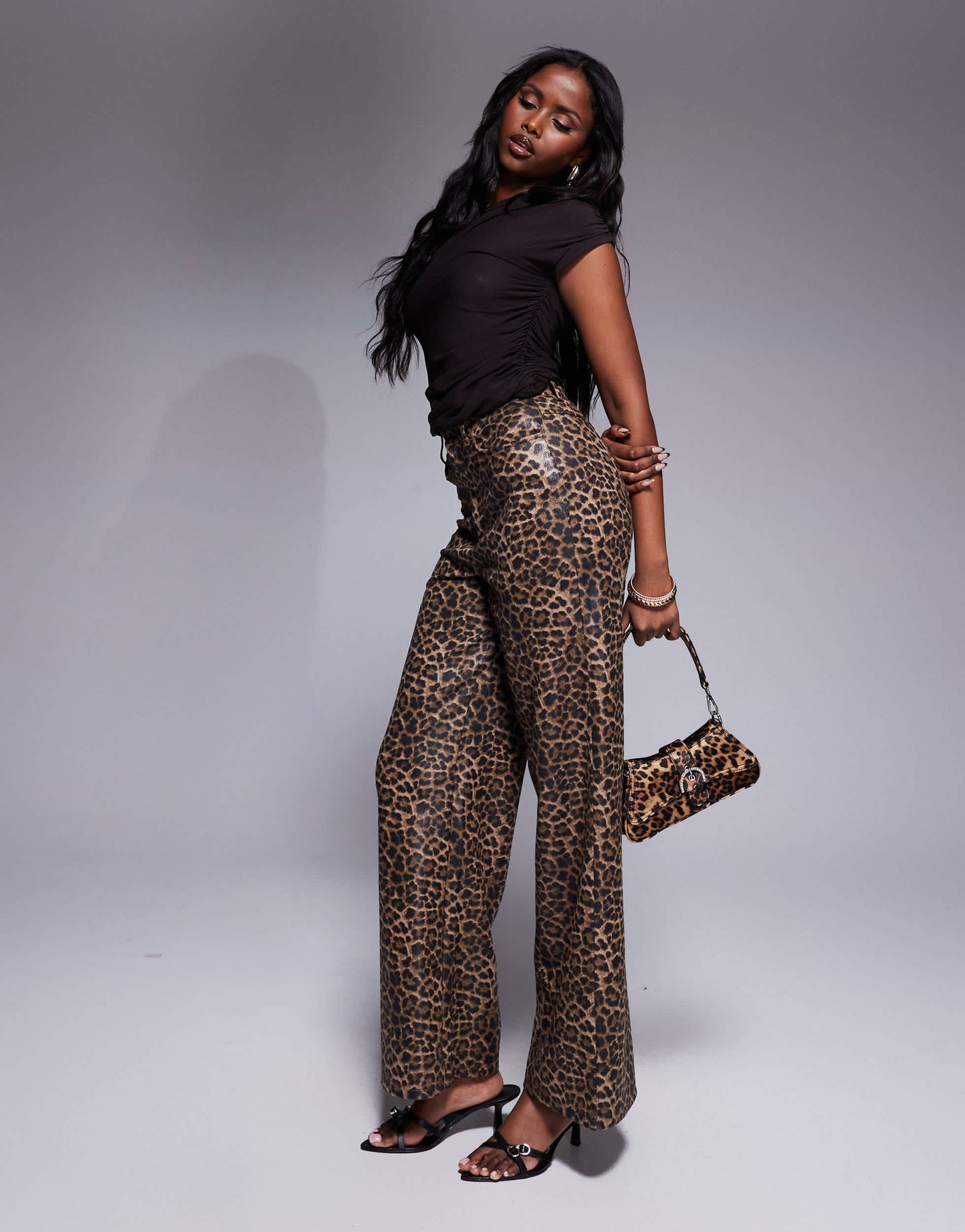 ASOS DESIGN mesh twist one shoulder top in chocolate