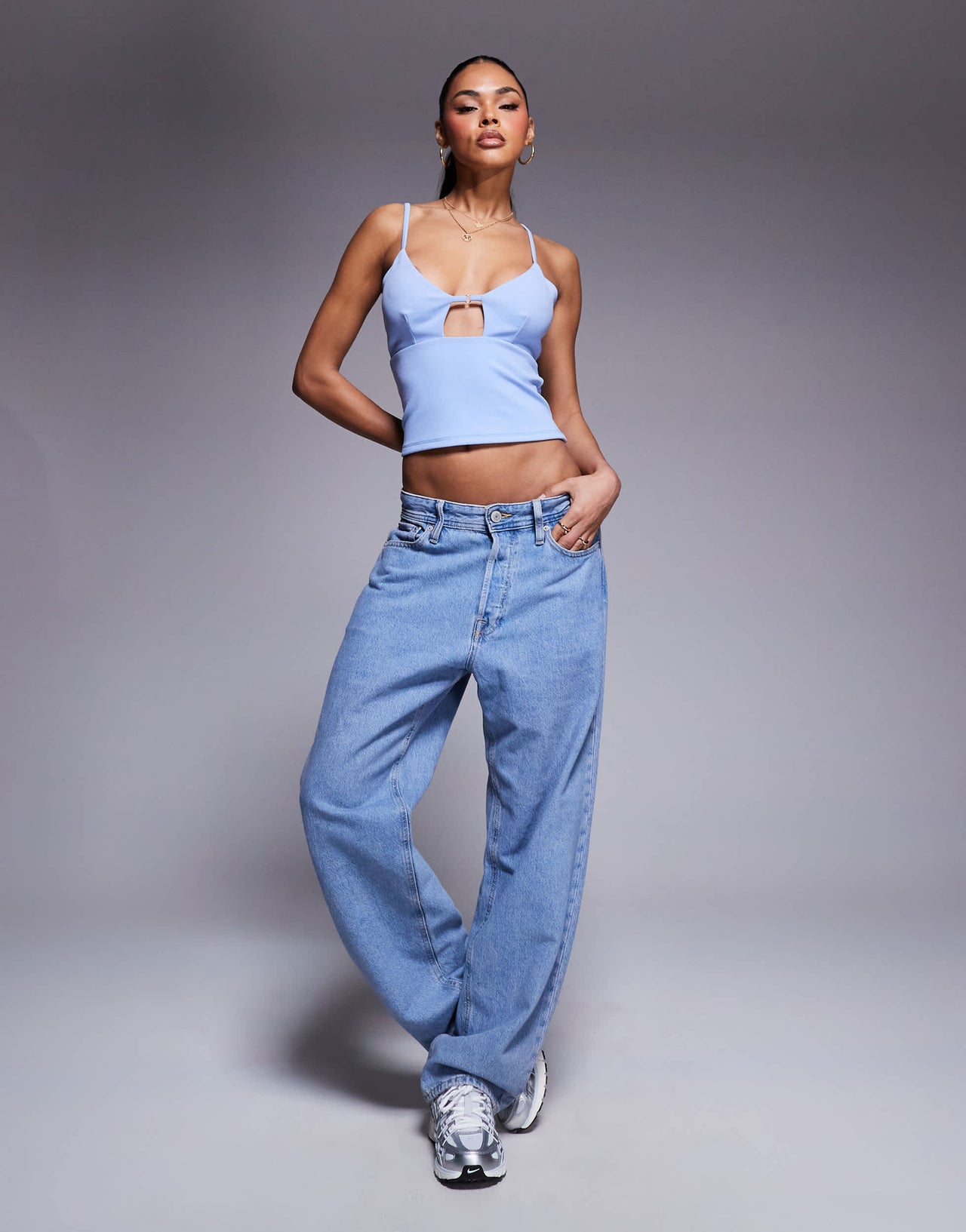 ASOS DESIGN bust cup cami top in light blue
