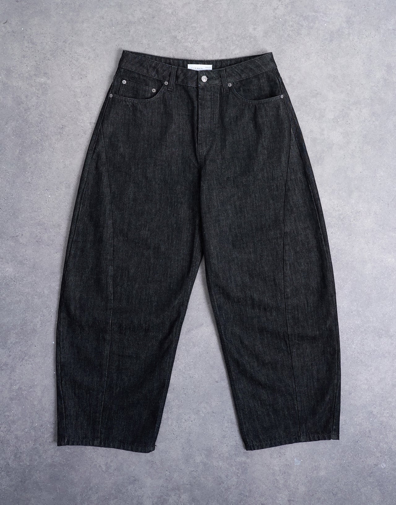Topman rigid barrel jean in raw black
