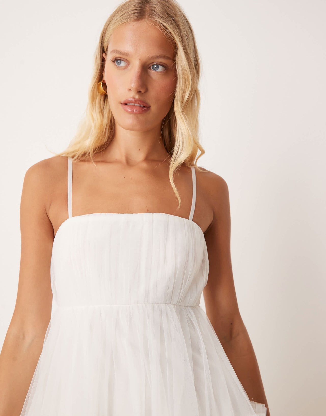 Lace & Beads empire ruffle maxi dress in ivory