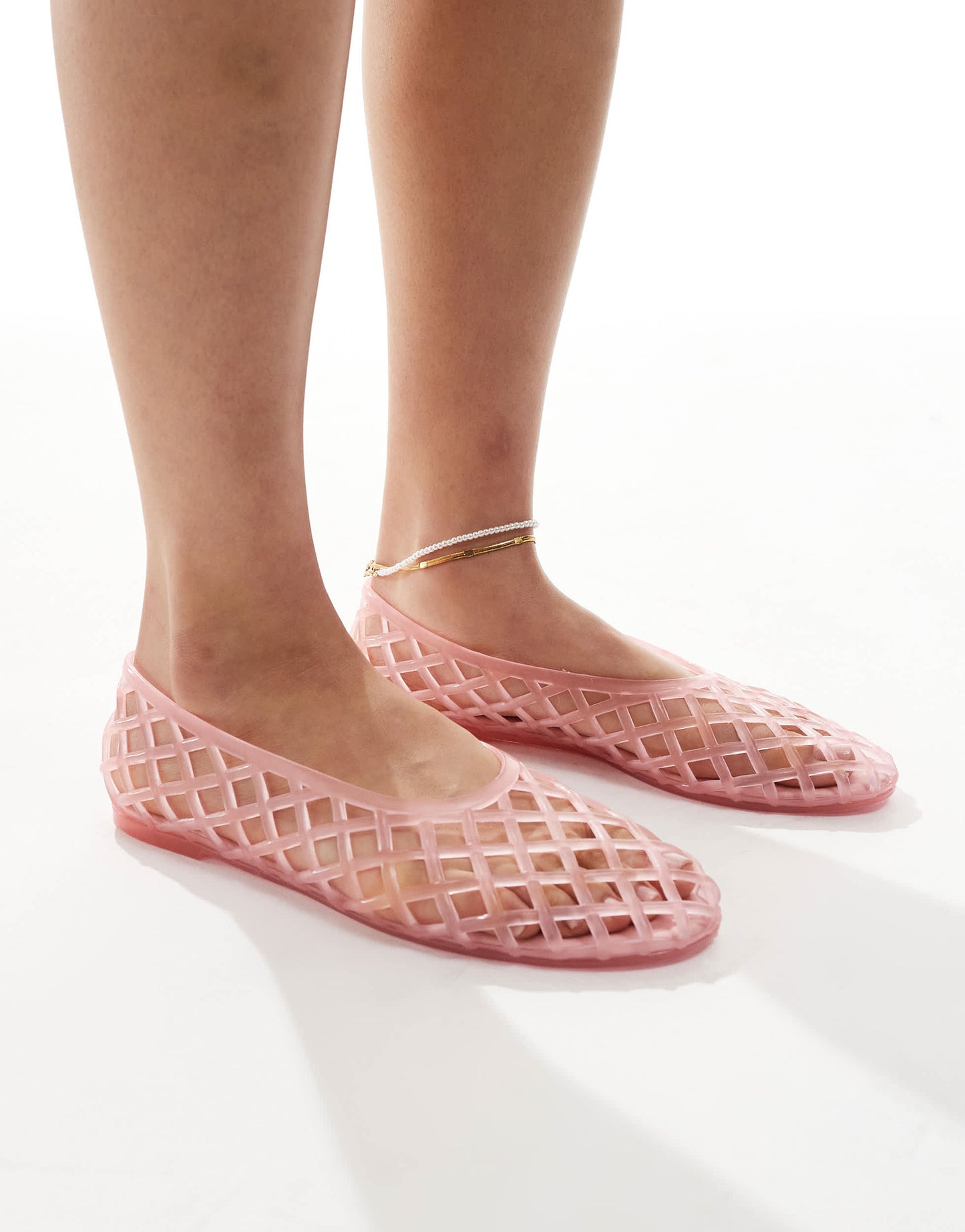 Stradivarius cut out jelly shoe in pink