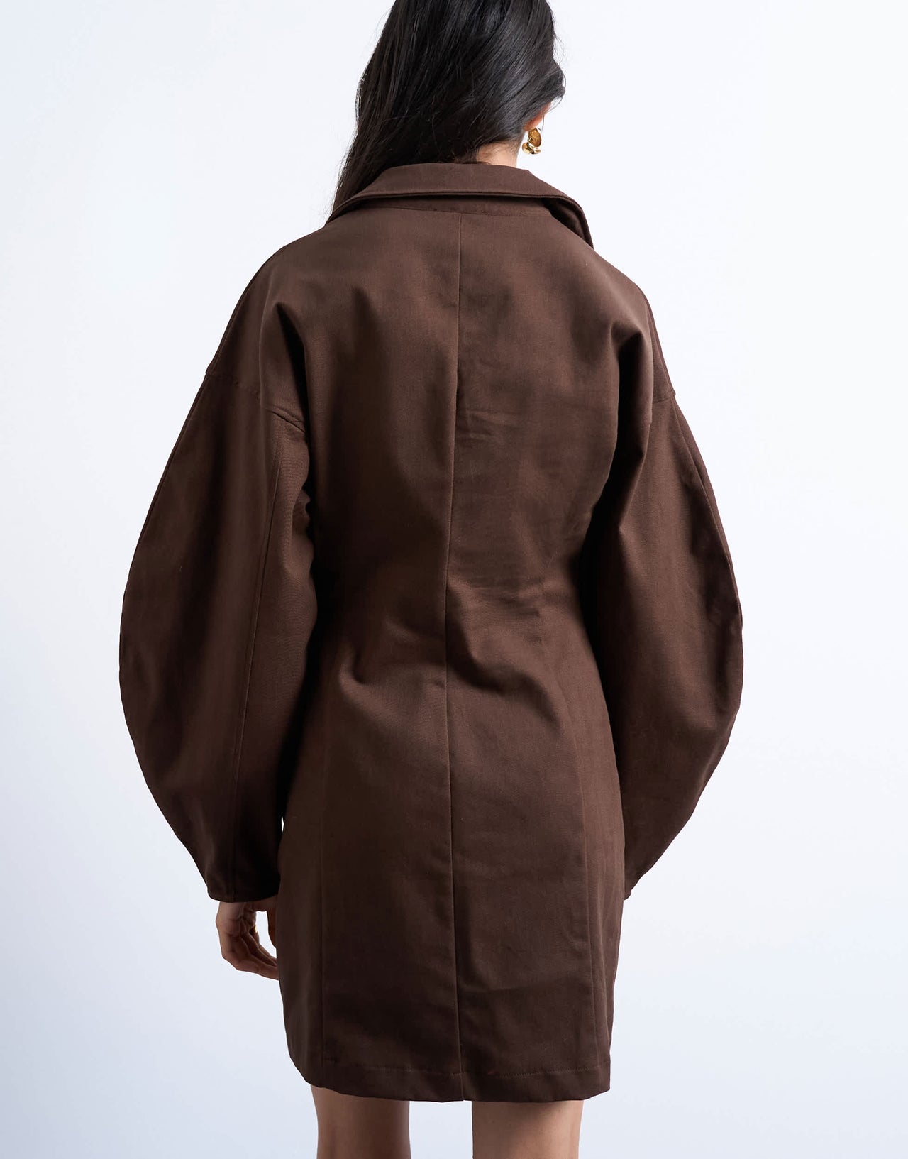 Topshop structured rugby collar mini dress in chocolate