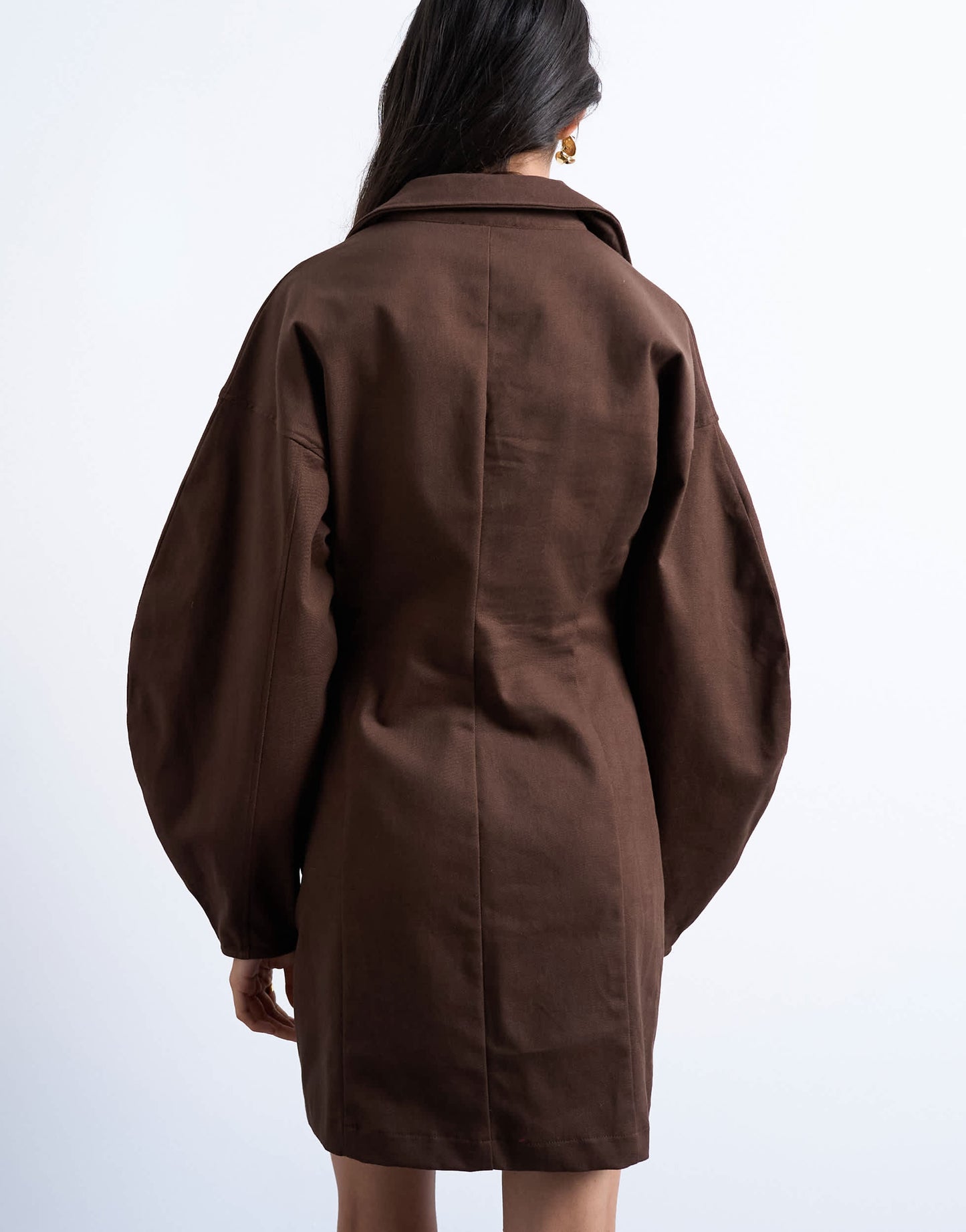 Topshop structured rugby collar mini dress in chocolate