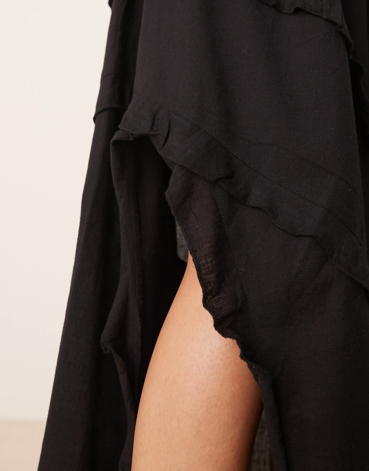 Esmee Exclusive maxi beach skirt with ruffle detail in black