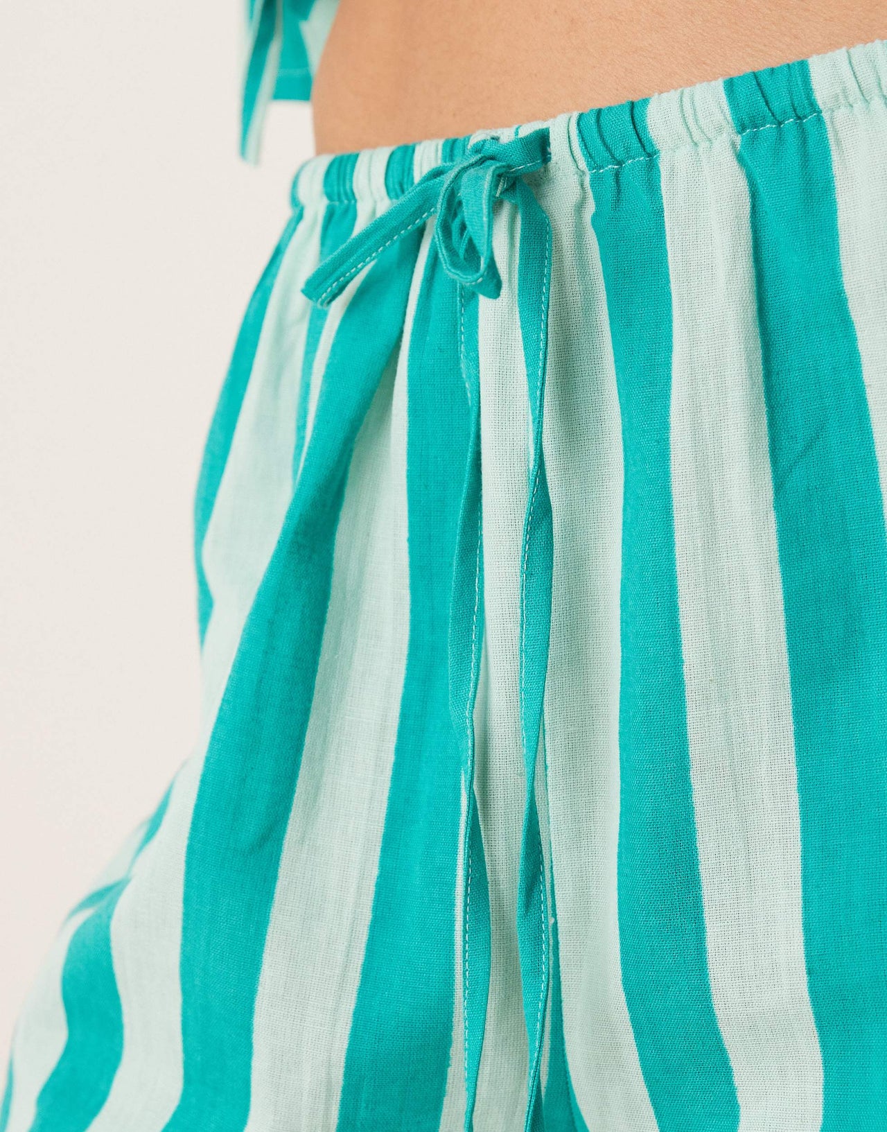 Esmee Exclusive beach shorts co-ord in green stripe