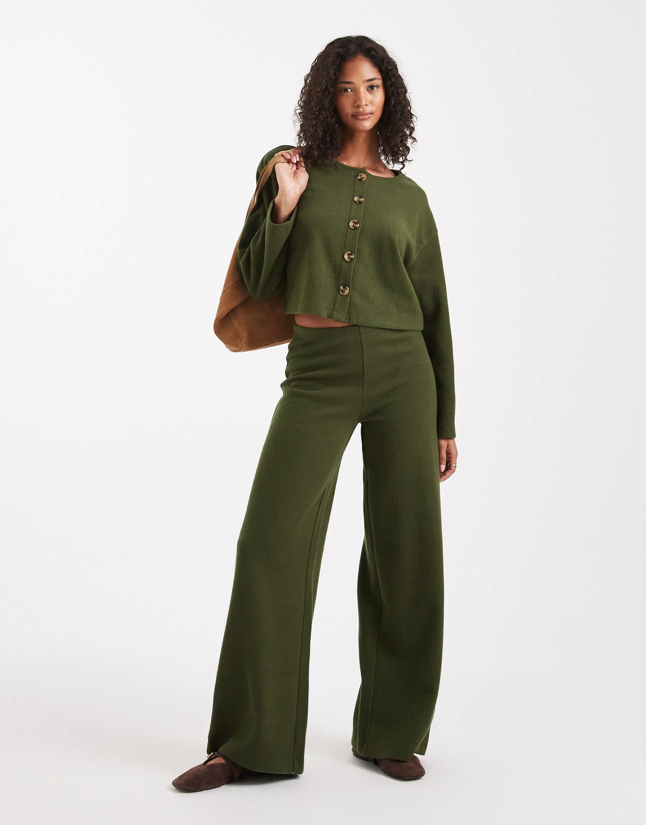 Miss Selfridge super soft trouser co-ord in olive
