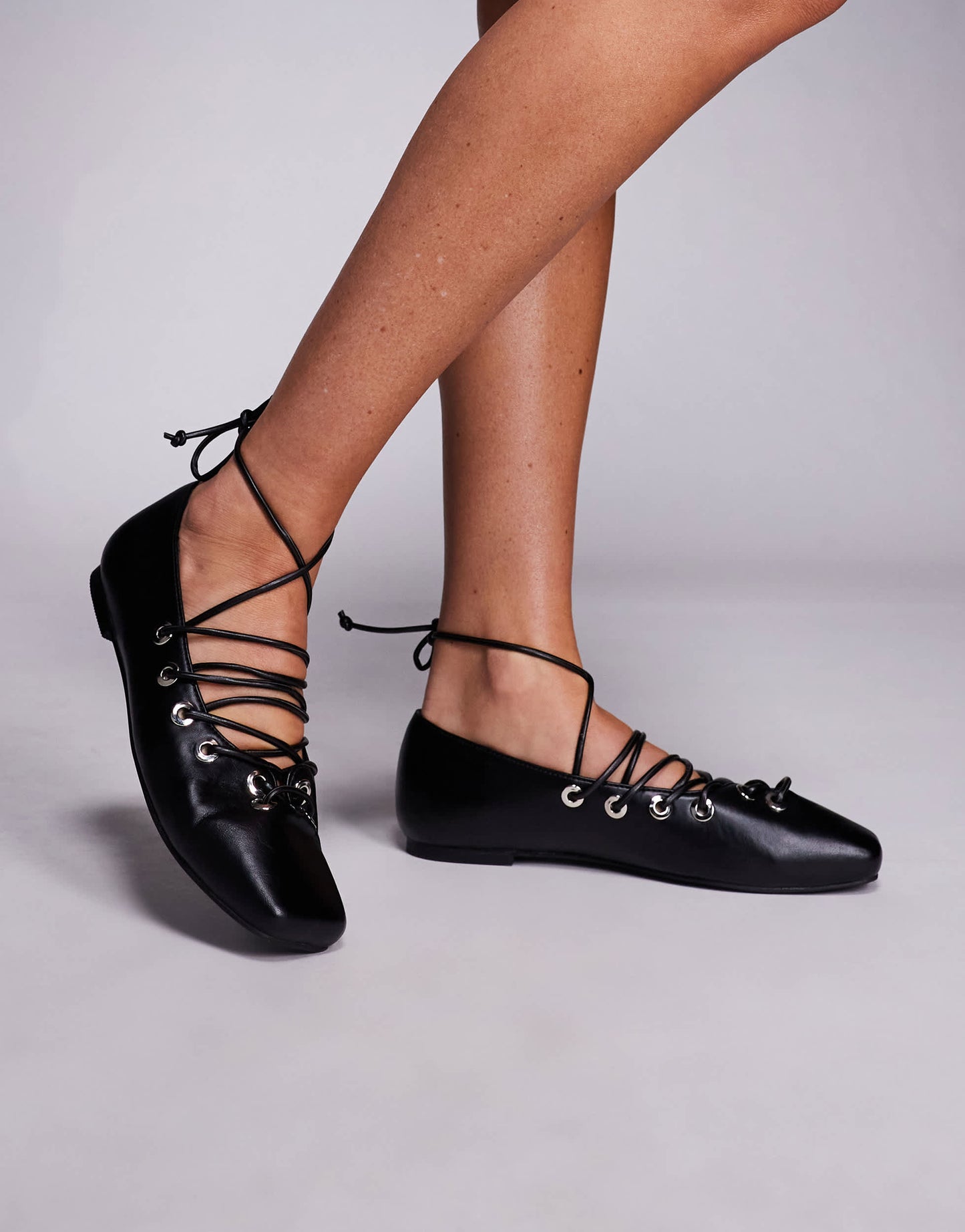Public Desire Wide Fit lace up shoes in black