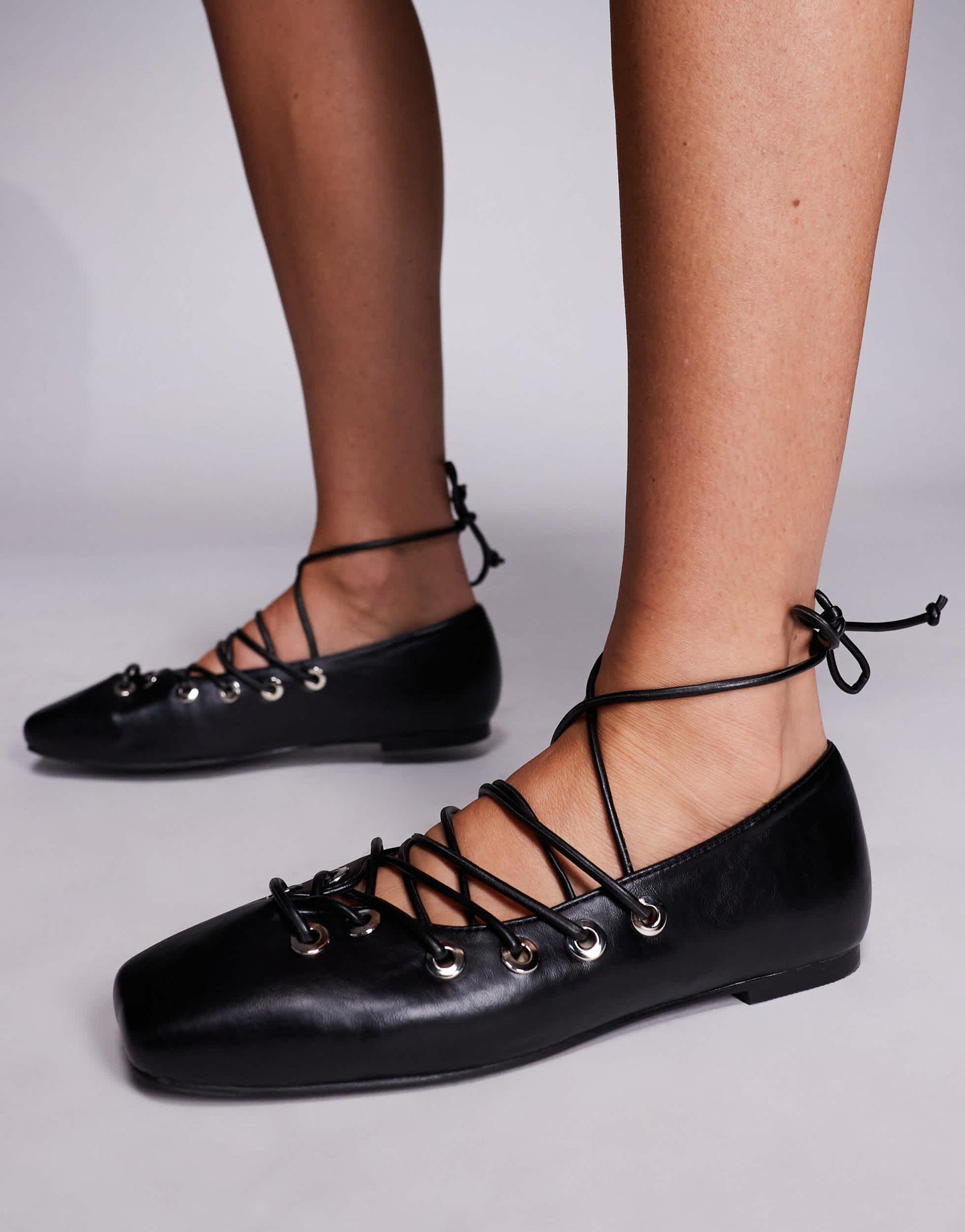 Public Desire Wide Fit lace up shoes in black