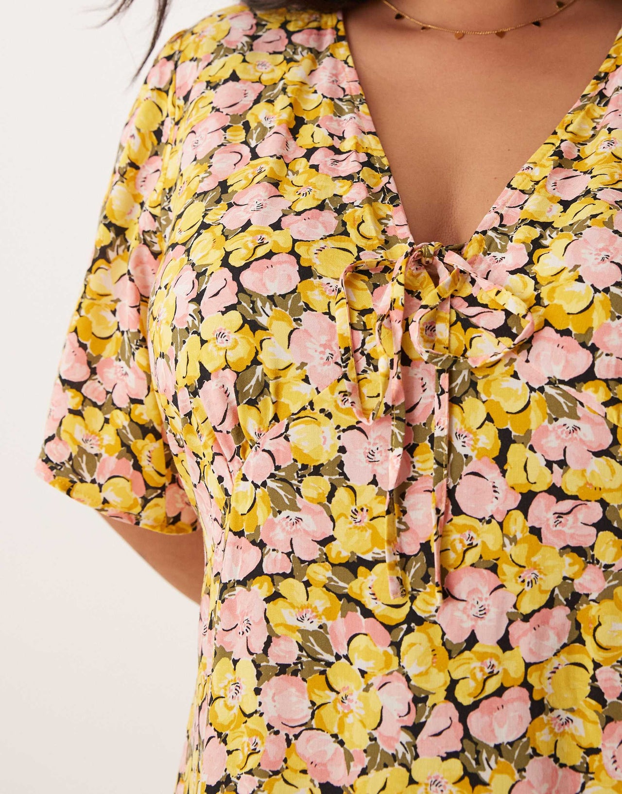 Nobody's Child Plus Dalia midi dress in yellow and pink floral