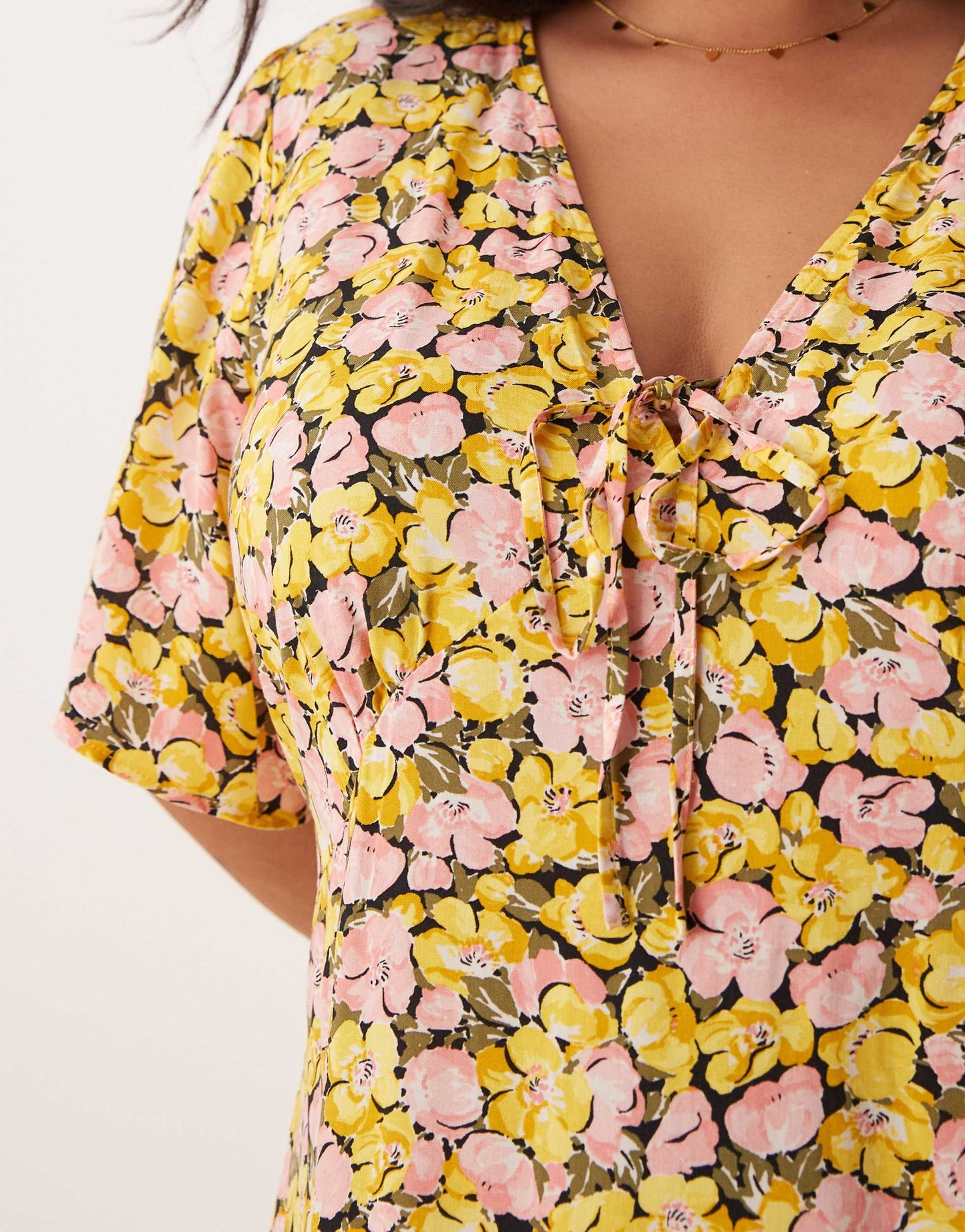 Nobody's Child Plus Dalia midi dress in yellow and pink floral