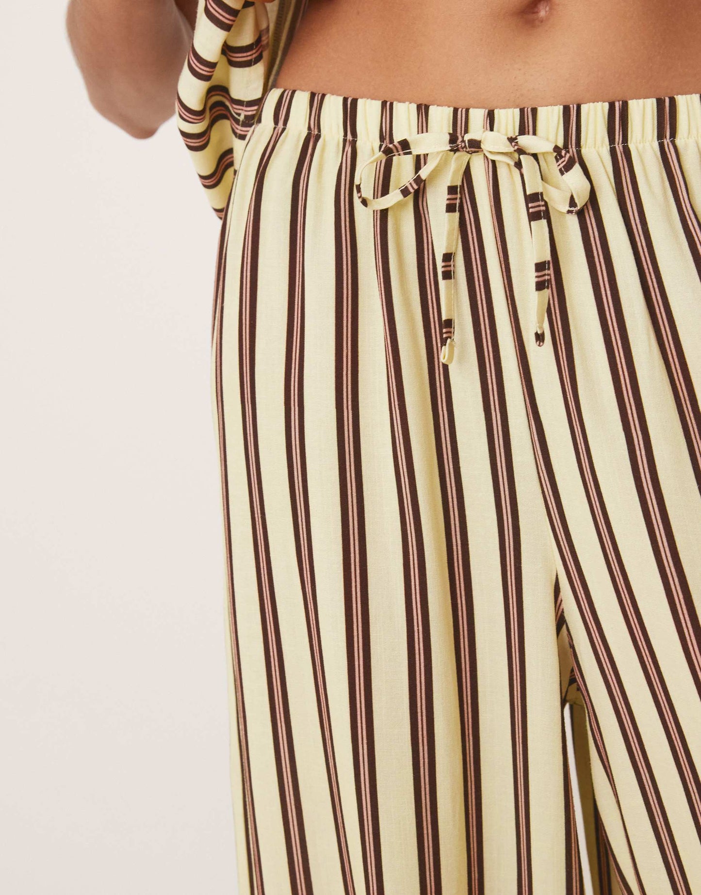 ASOS DESIGN linen blend pull on trouser in buttermilk stripe