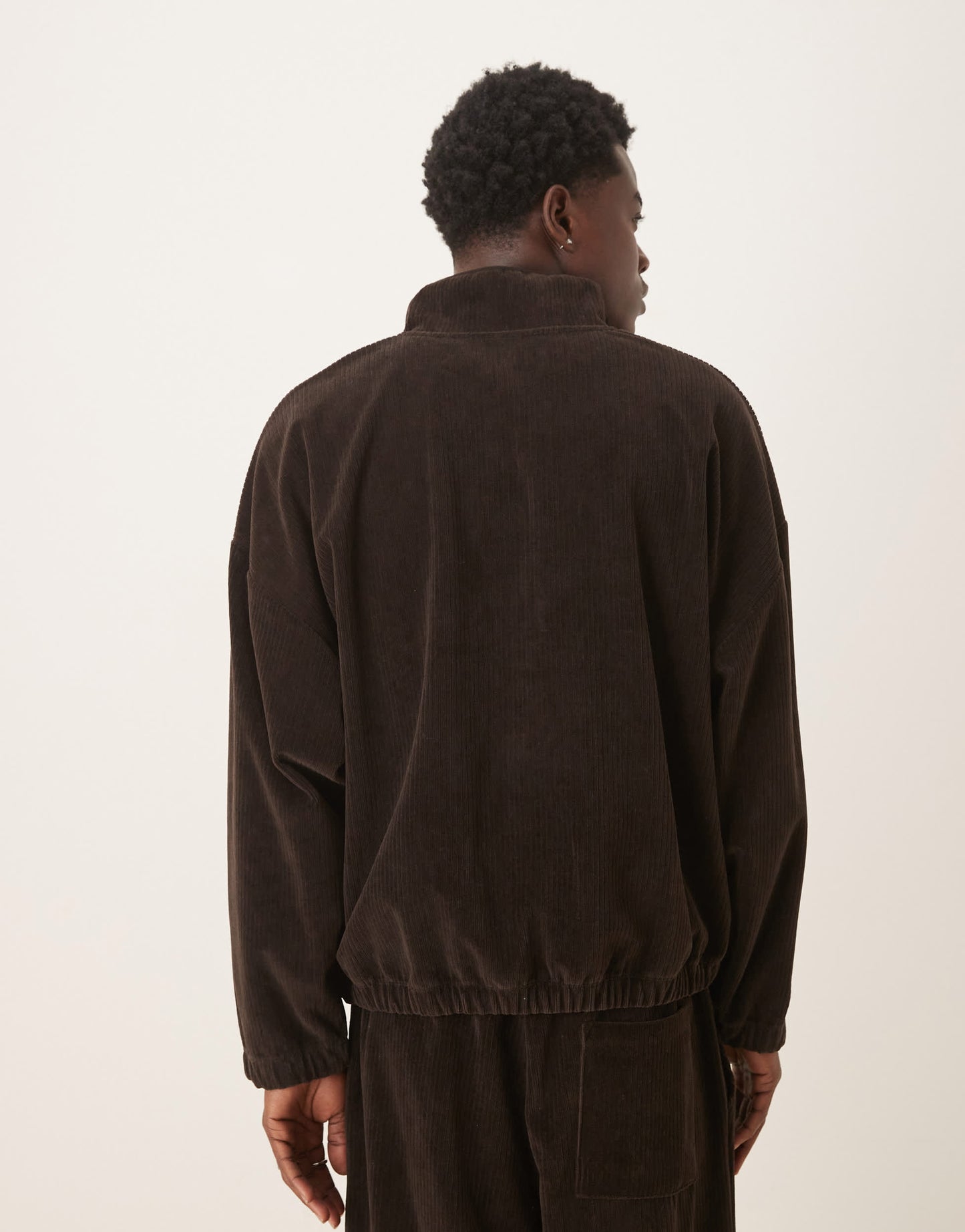 ASOS DESIGN co-ord boxy relaxed half zip ribbed velour track jacket in brown