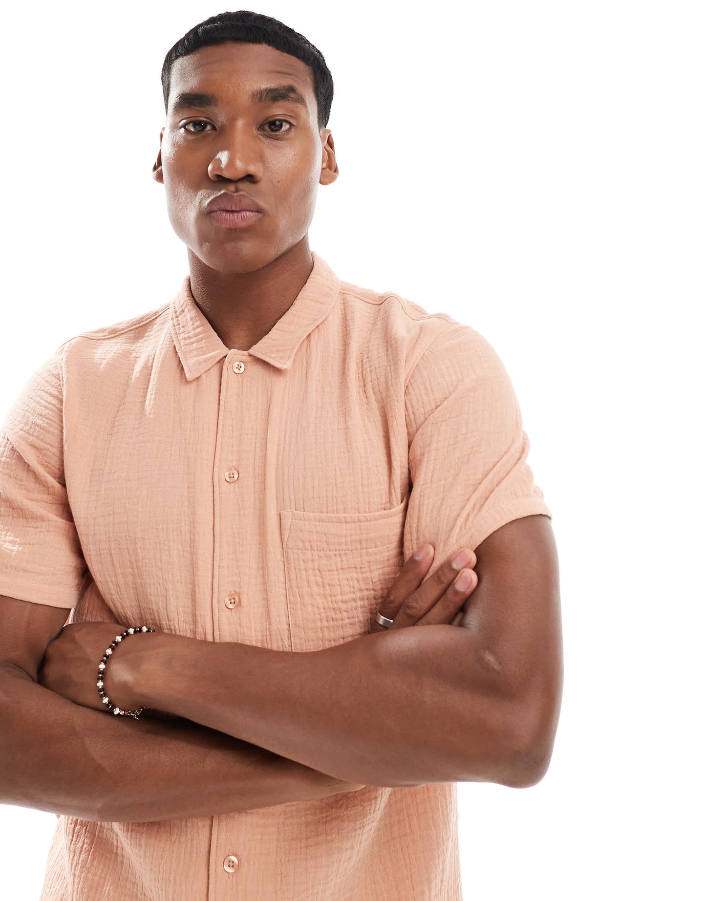 New Look double cloth shirt co-ord in light peach