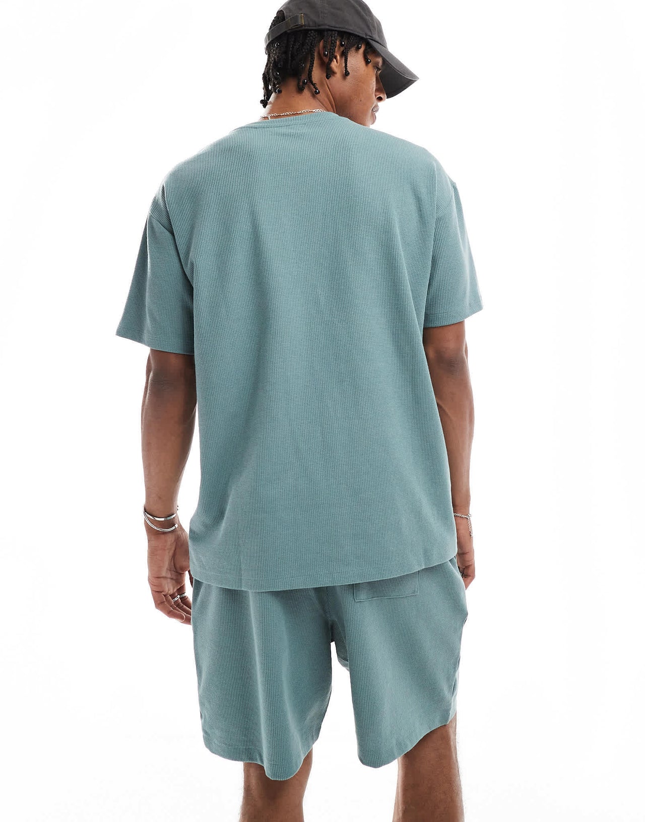 New Look waffle t-shirt co-ord in blue