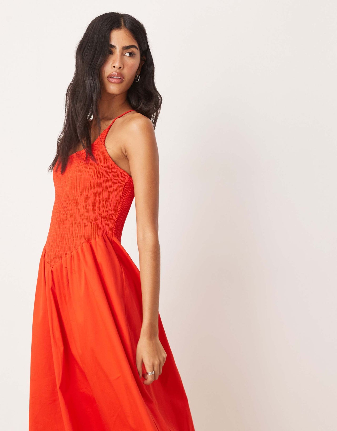 ASOS DESIGN scoop neck crinkle maxi sundress with cross back in bright red