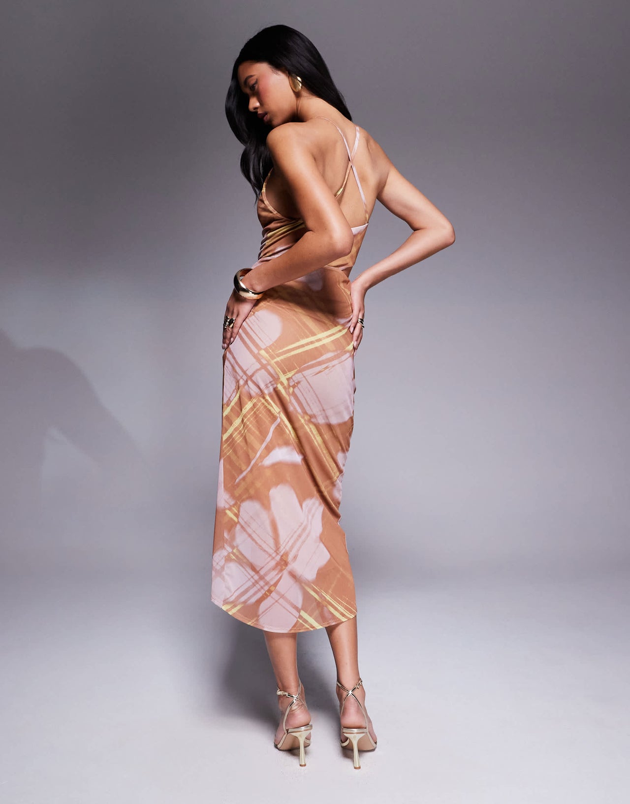 ASOS DESIGN halter neck with wrap skirt midi dress in print