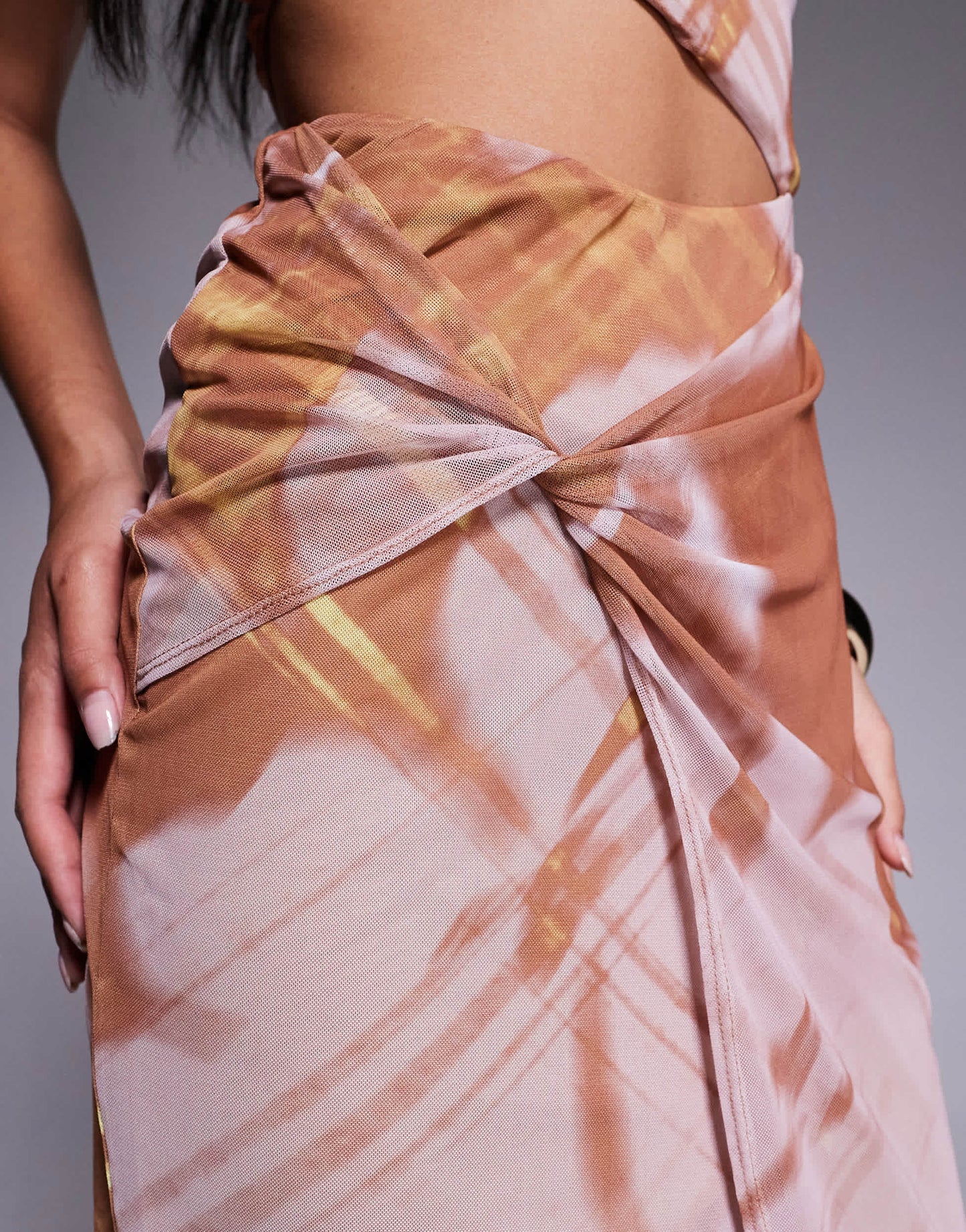 ASOS DESIGN halter neck with wrap skirt midi dress in print