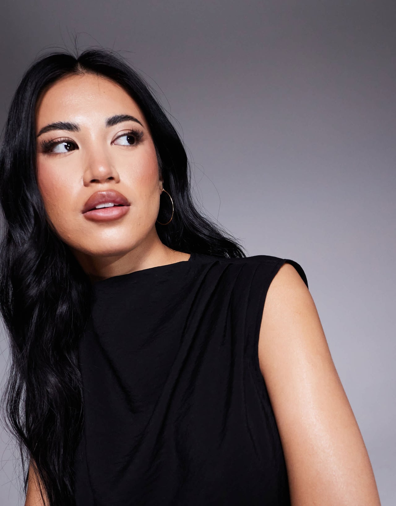 ASOS DESIGN drapey asymmetric sleeveless top in black