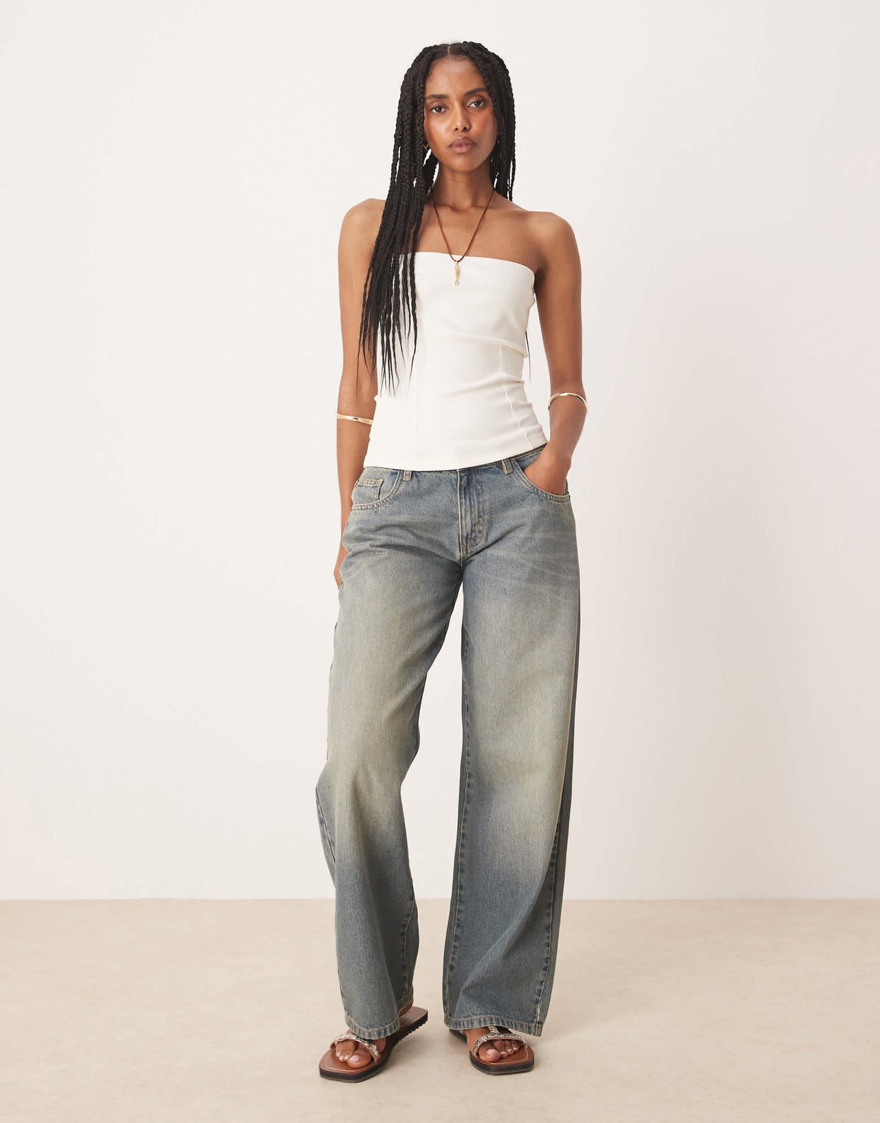 ASOS DESIGN interlock bandeau in coconut milk