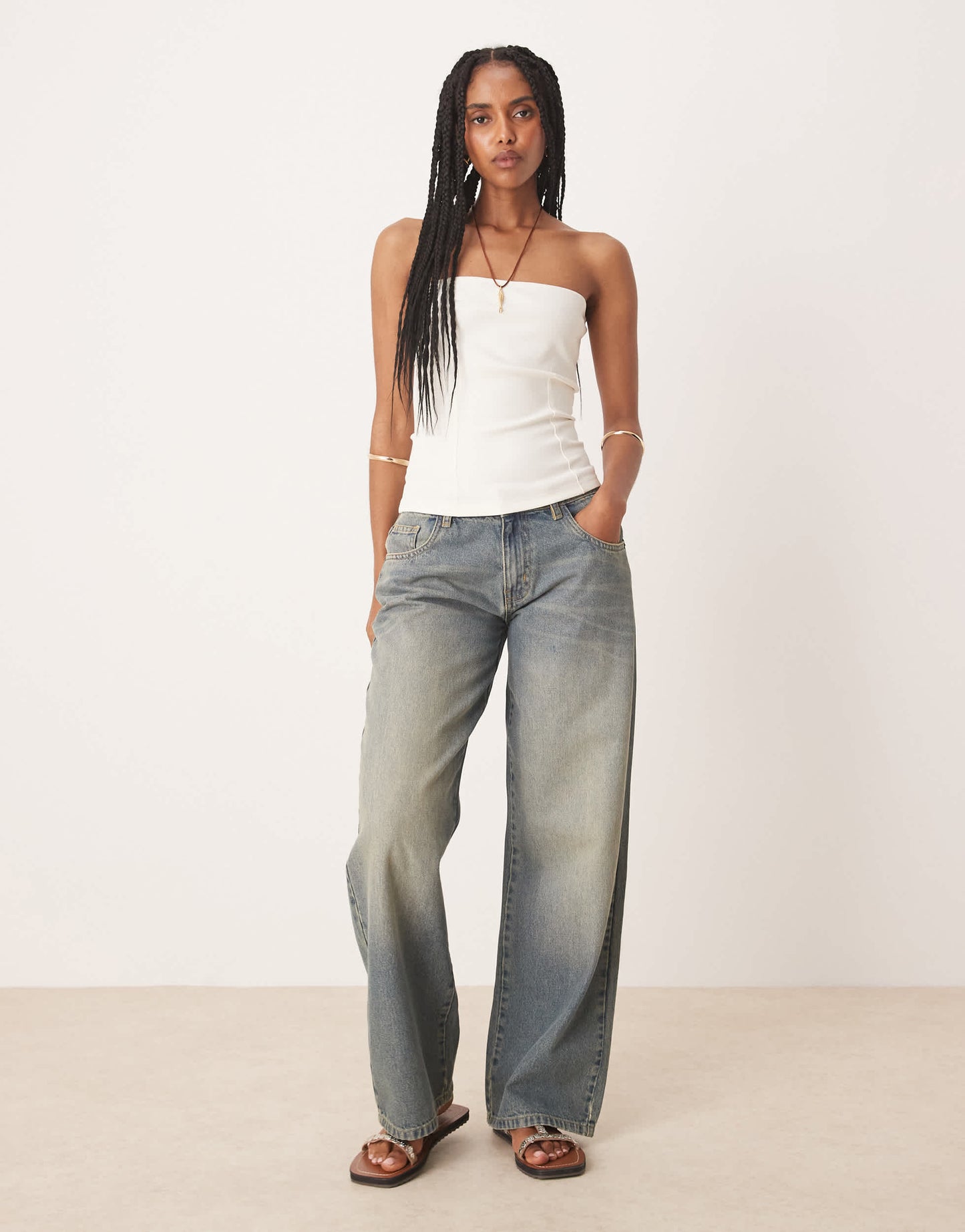 ASOS DESIGN interlock bandeau in coconut milk