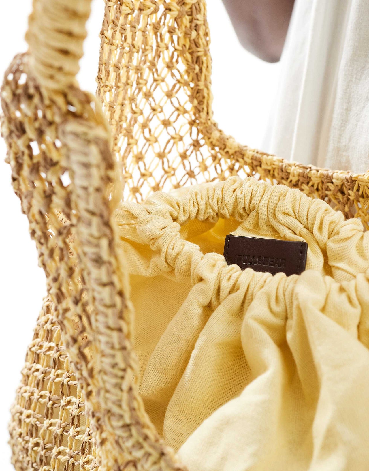 Pull&Bear rattan shoulder bag in yellow
