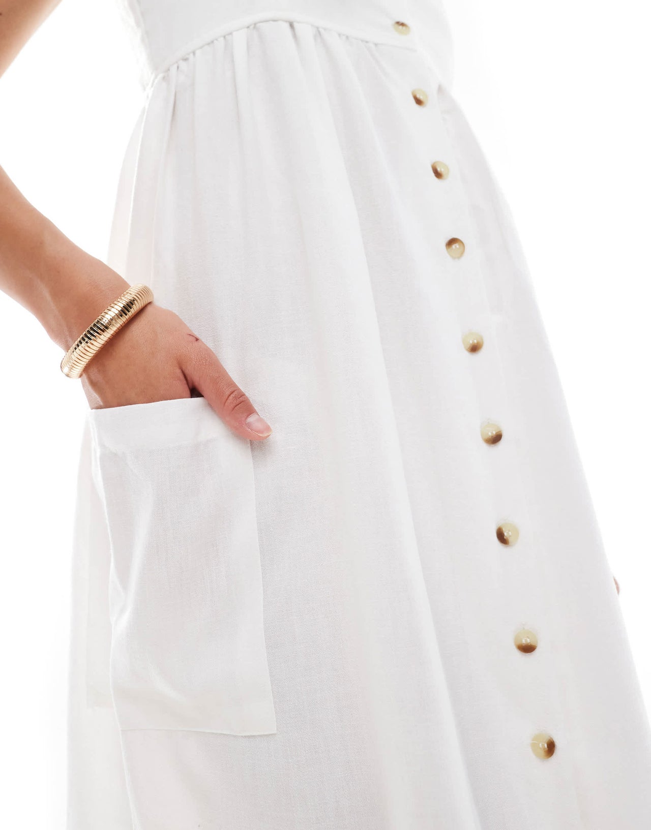 Brave Soul button down strappy midi dress in cream