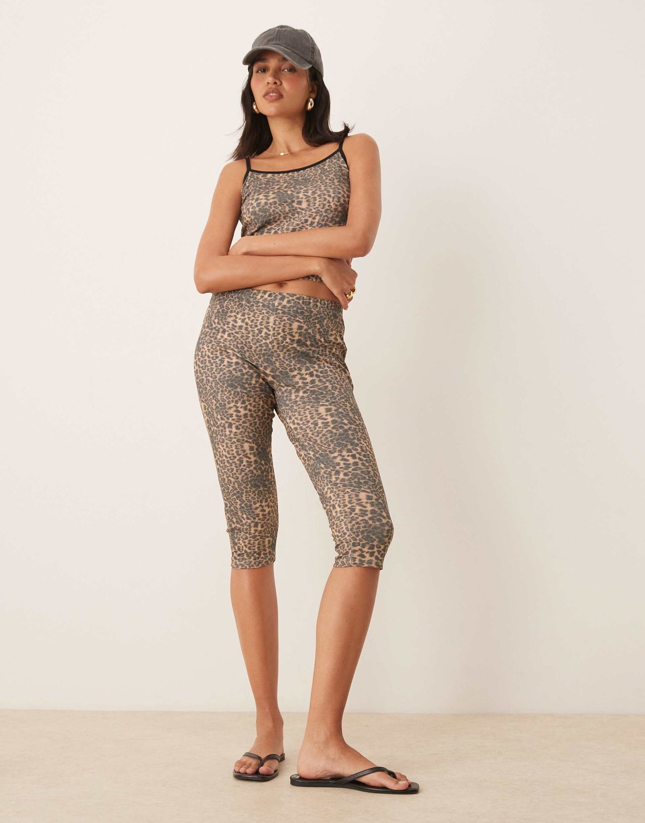 ASOS DESIGN leopard print capri legging co-ord