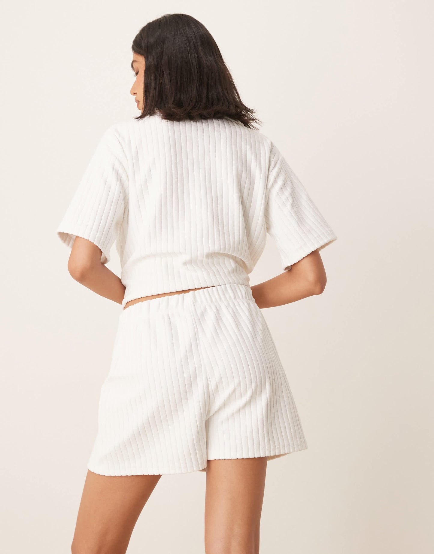 ASOS DESIGN towelling co-ord short in white