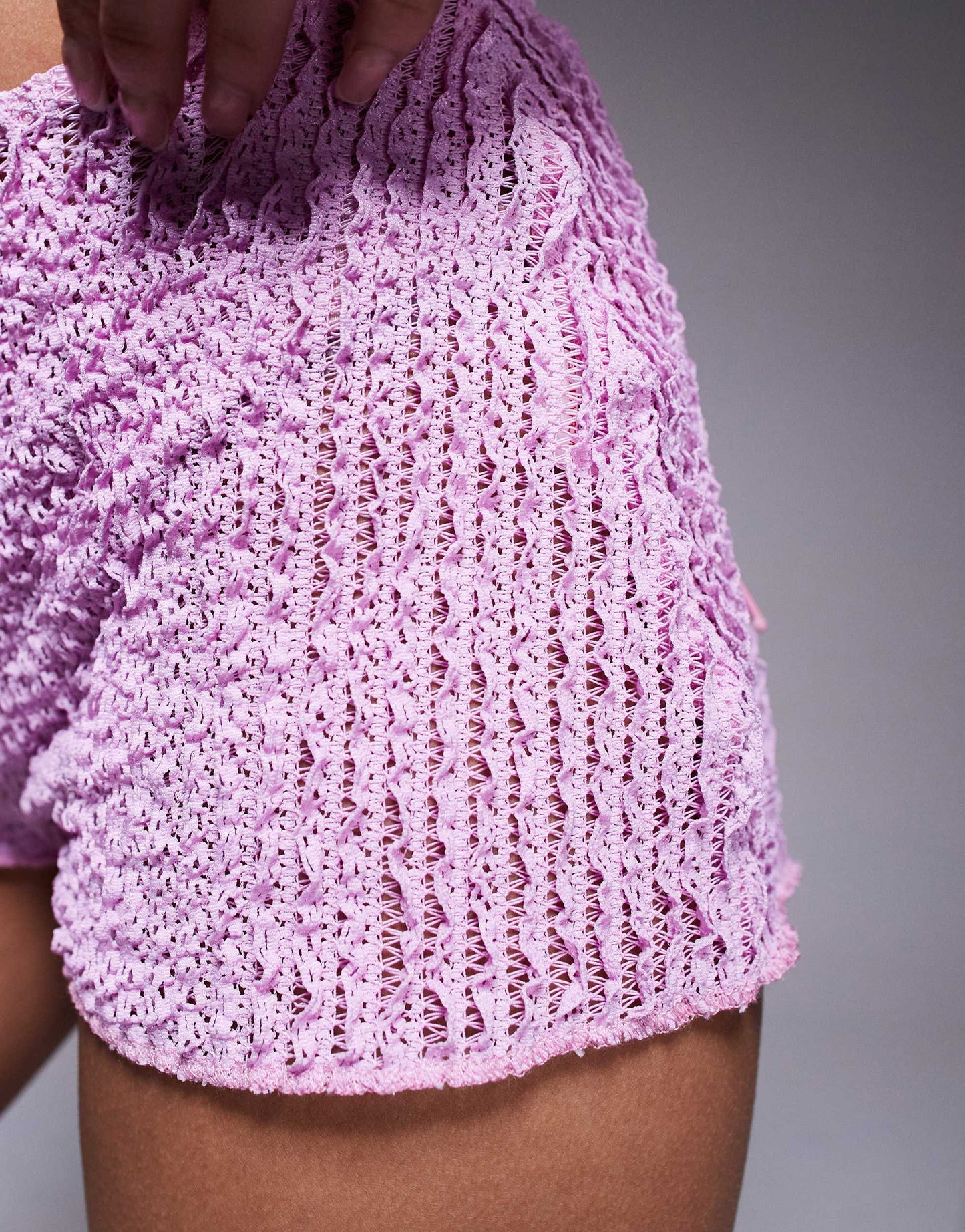 Missyempire textured waffle micro shorts co-ord in pink