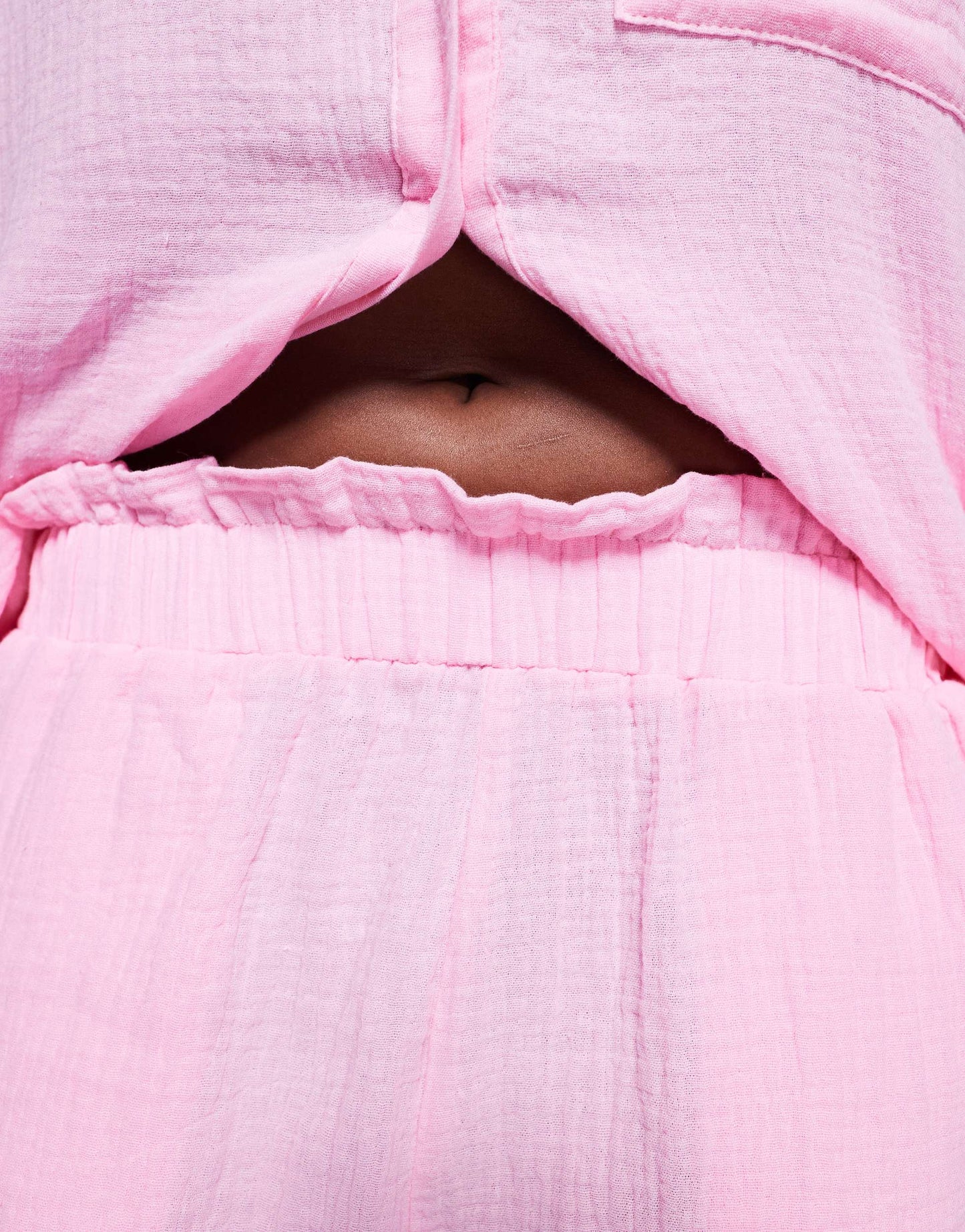 Missyempire cheesecloth elasticated waist shorts co-ord in pink