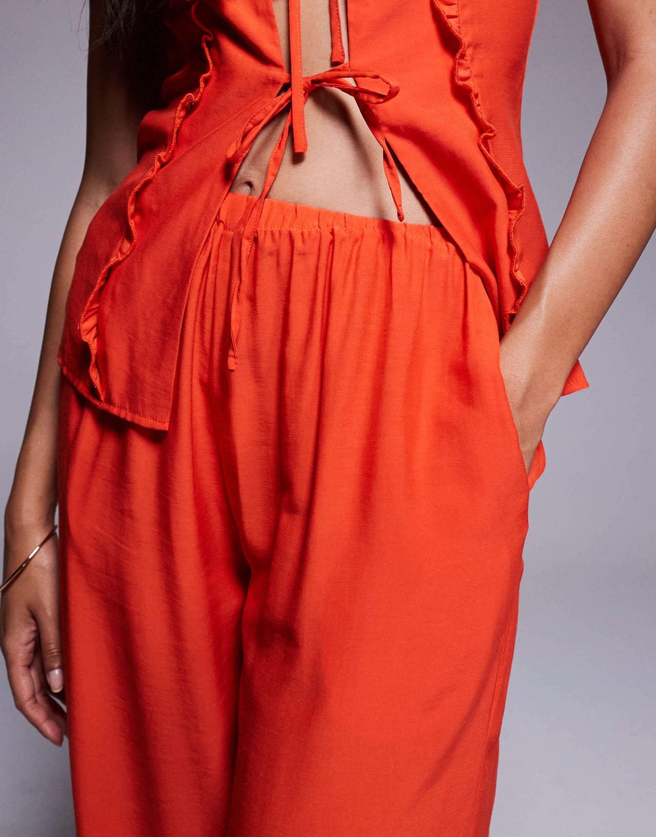 Missyempire elasticated waist wide leg trousers co-ord in orange