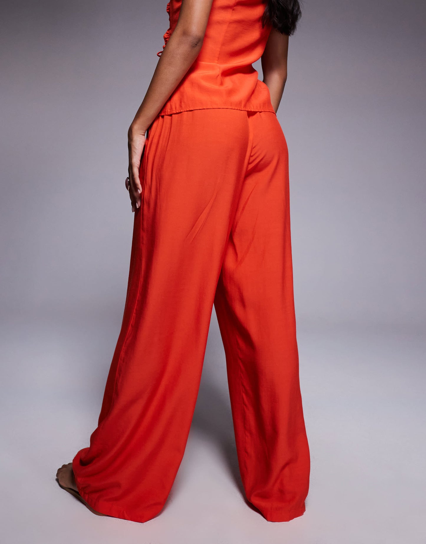 Missyempire elasticated waist wide leg trousers co-ord in orange
