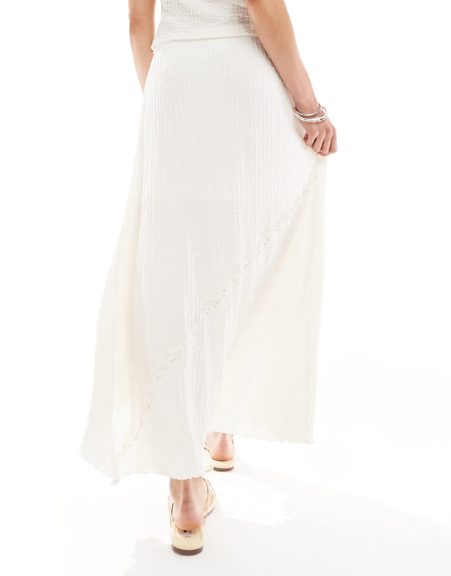 Miss Selfridge textured jersey asym boho maxi skirt co ord  in natural