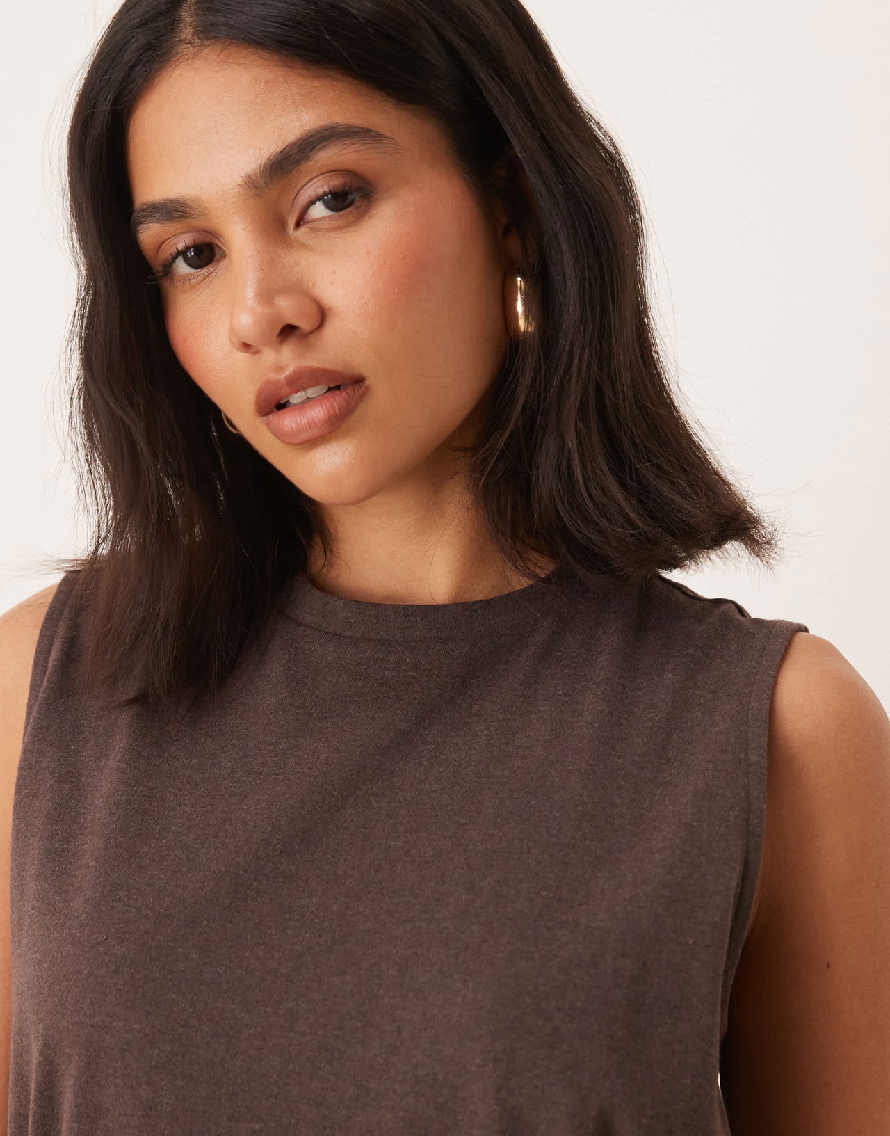 ASOS DESIGN tie detail cinched mini dress in brown