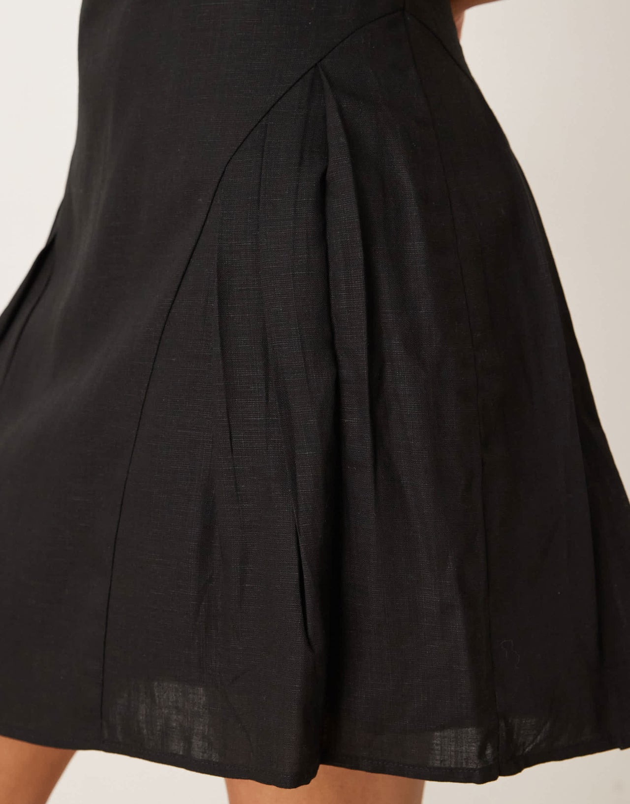 Mango linen mix drop waist mini dress in black