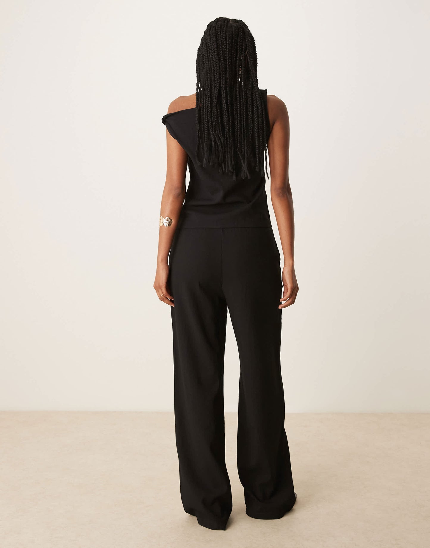 Mango polyamide straight leg tie waist trouser co-ord in black