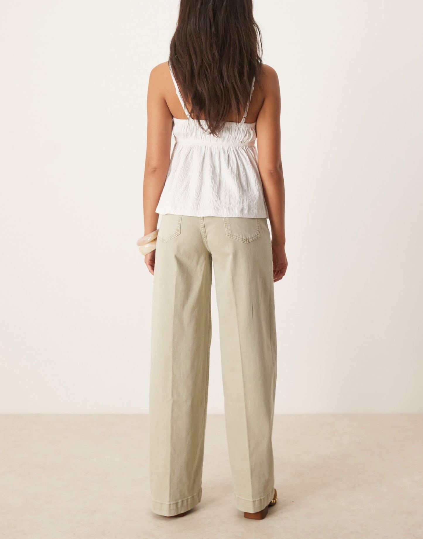 Mango straight leg loose fit jeans in washed khaki