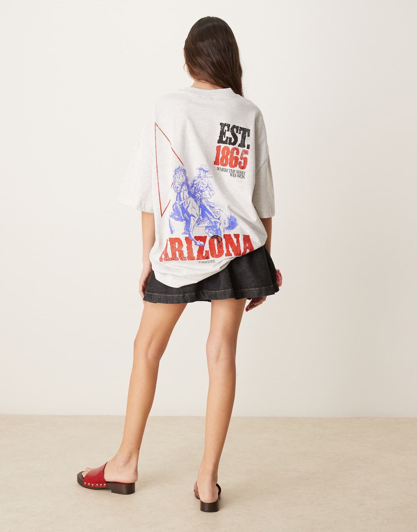 ASOS DESIGN oversized t-shirt with arizona rodeo graphic in ice marl