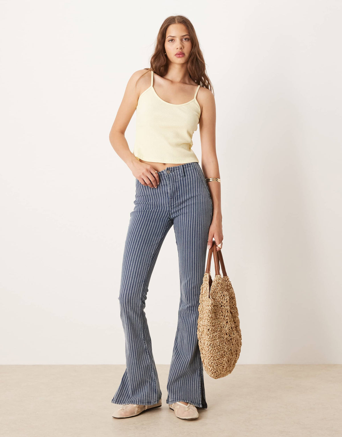 ASOS DESIGN rib cami top in pastel yellow