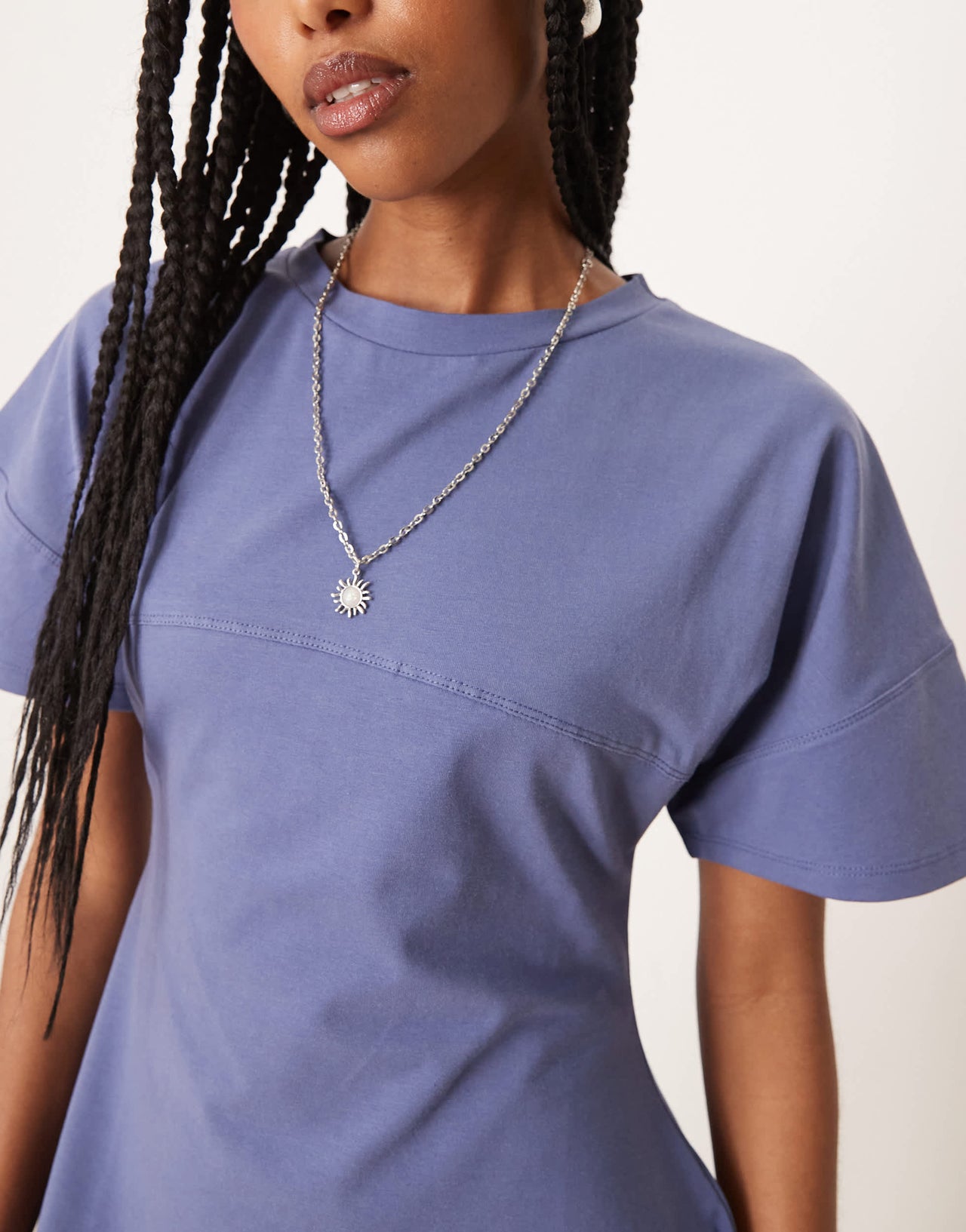 ASOS DESIGN short sleeve seam detail fitted mini dress in blue