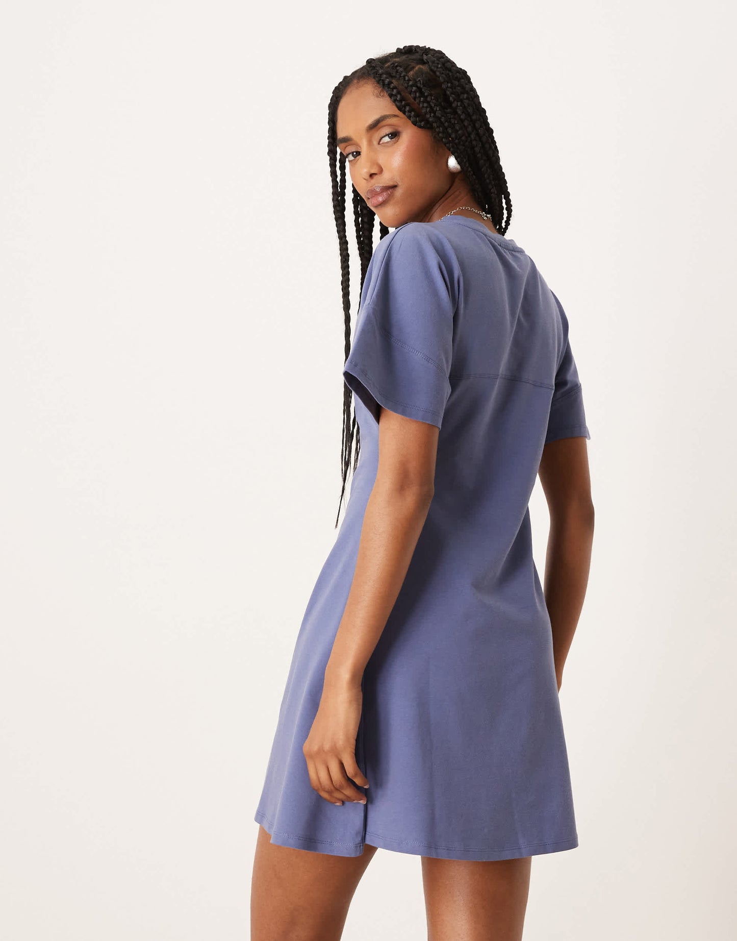 ASOS DESIGN short sleeve seam detail fitted mini dress in blue