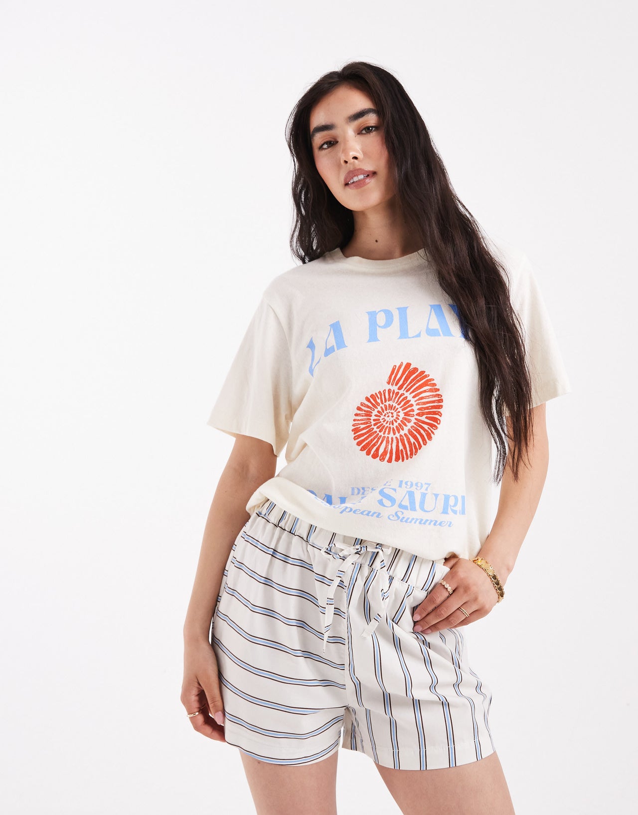 ASOS DESIGN cotton poplin boxer short with contrast stripe direction