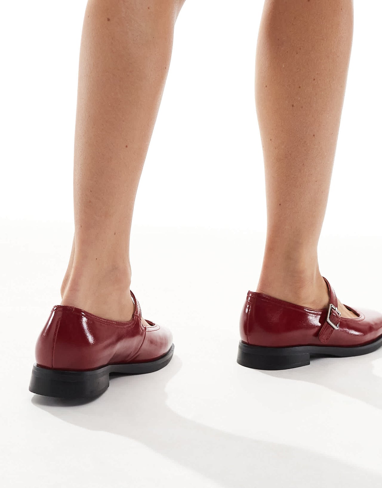 London Rebel Wide Fit Adeline chunky mary janes in red