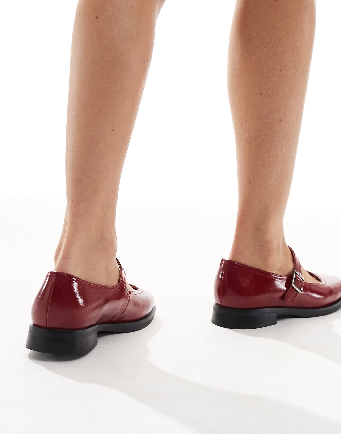 London Rebel Wide Fit Adeline chunky mary janes in red