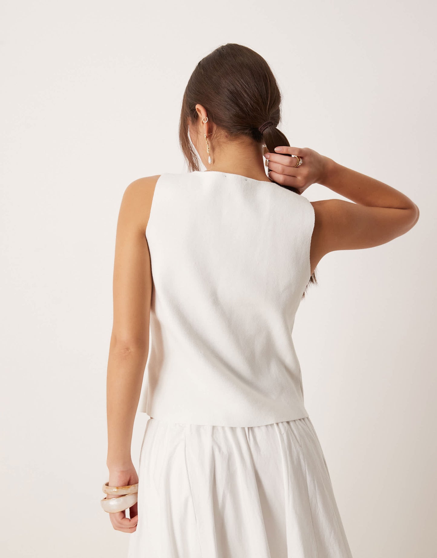 Nobody's Child fine gauge knitted waistcoat in white