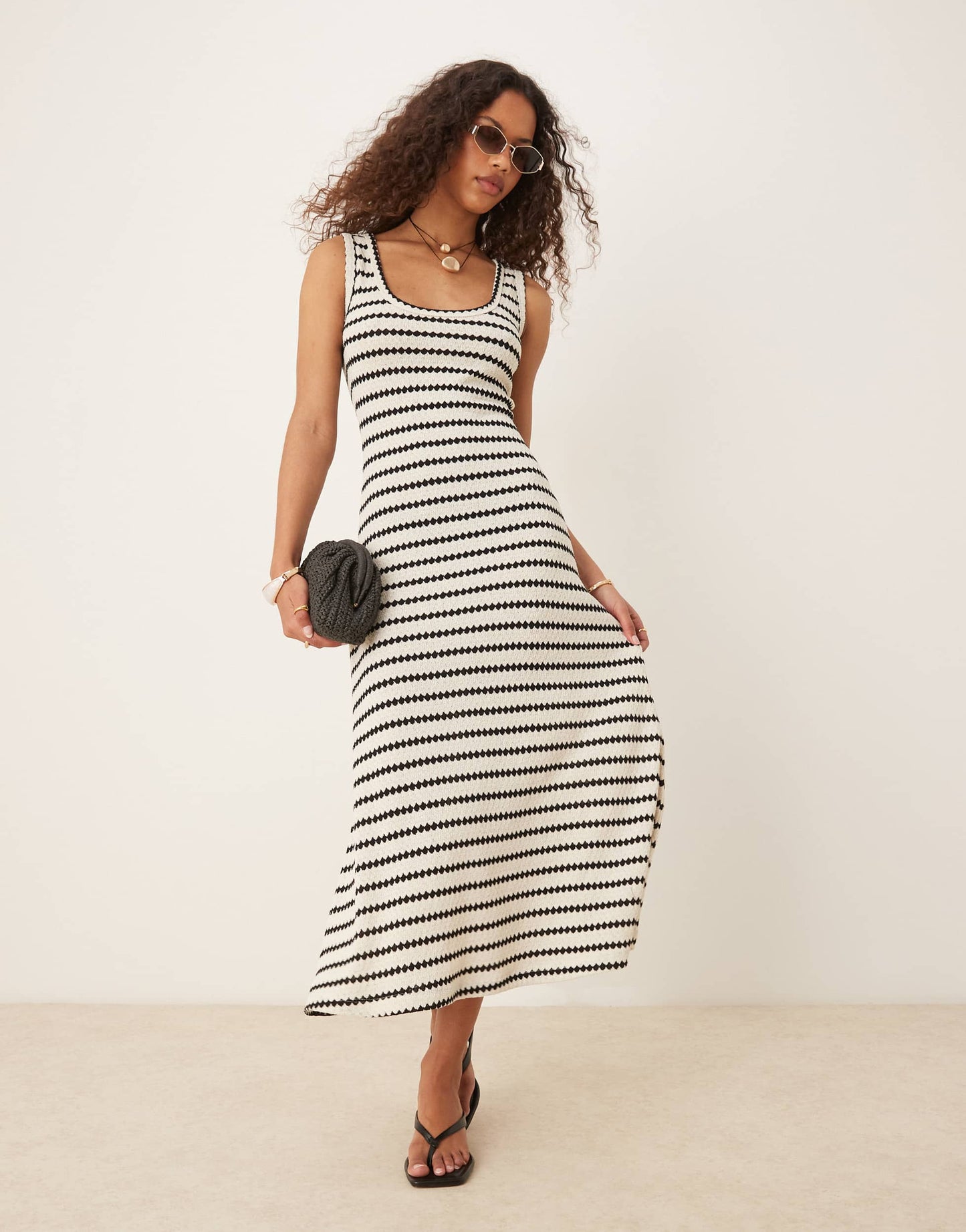 Nobody's Child textured stripe maxi dress in mono