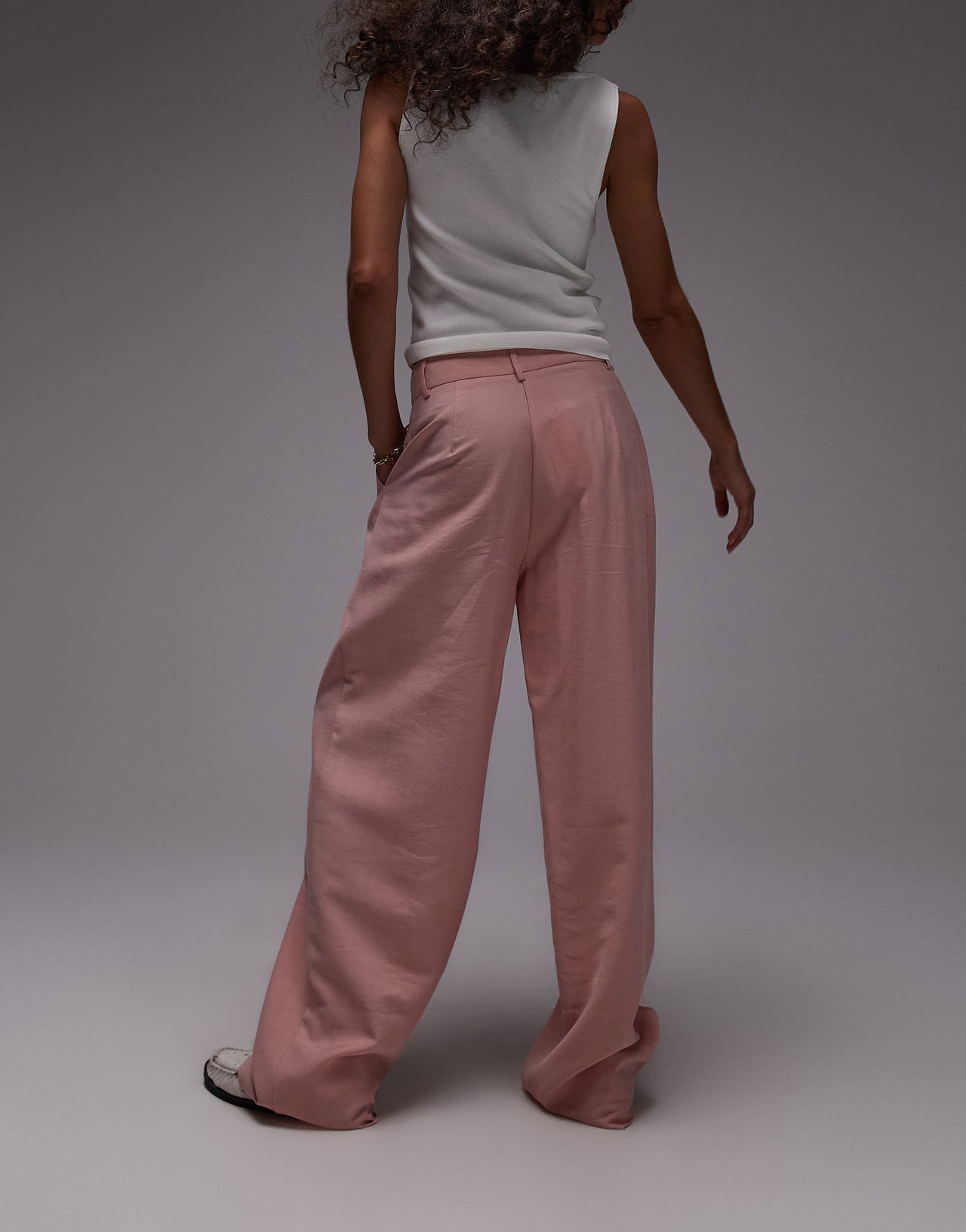 Topshop premium tailored wide leg cupro trousers in pink