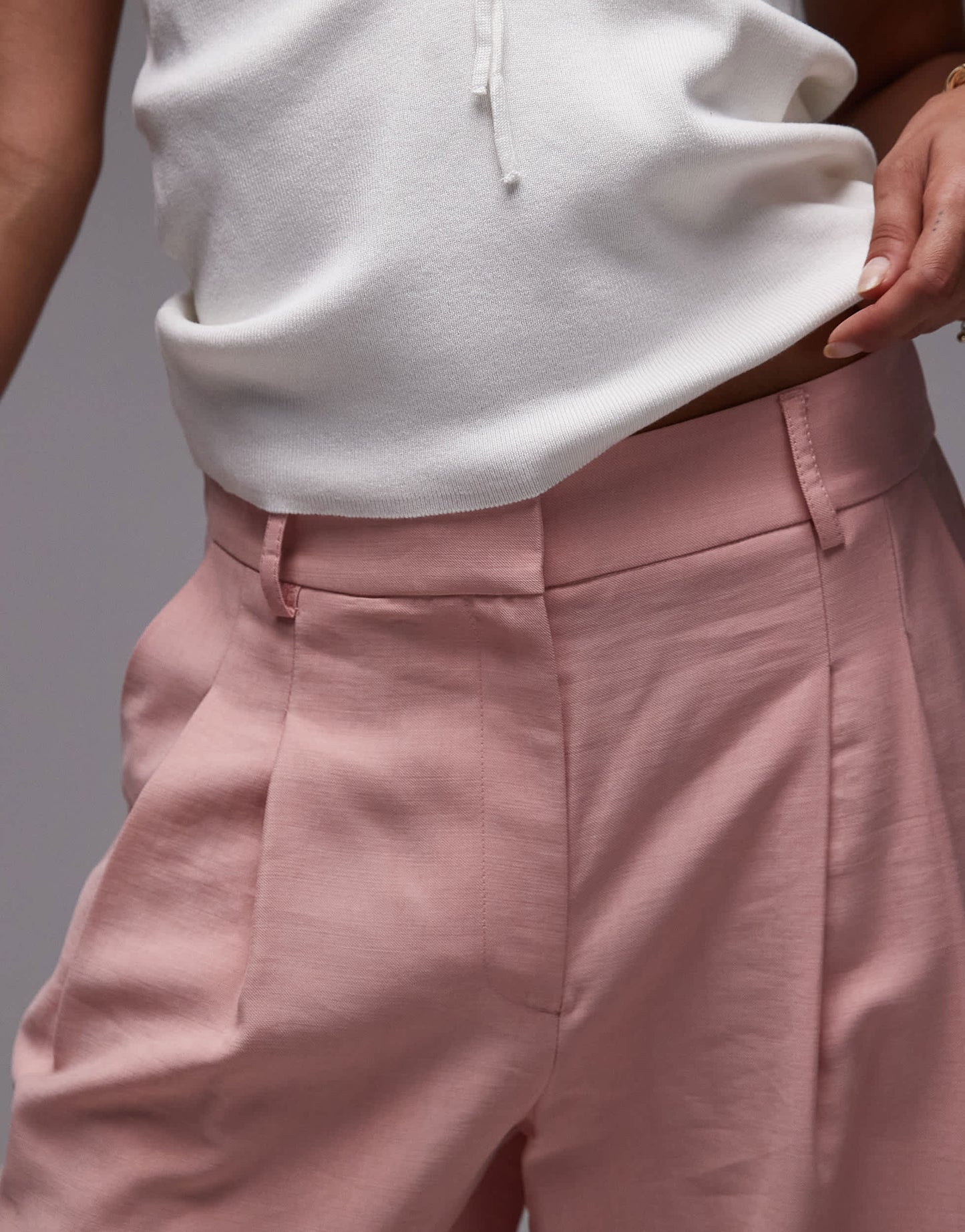 Topshop premium tailored wide leg cupro trousers in pink
